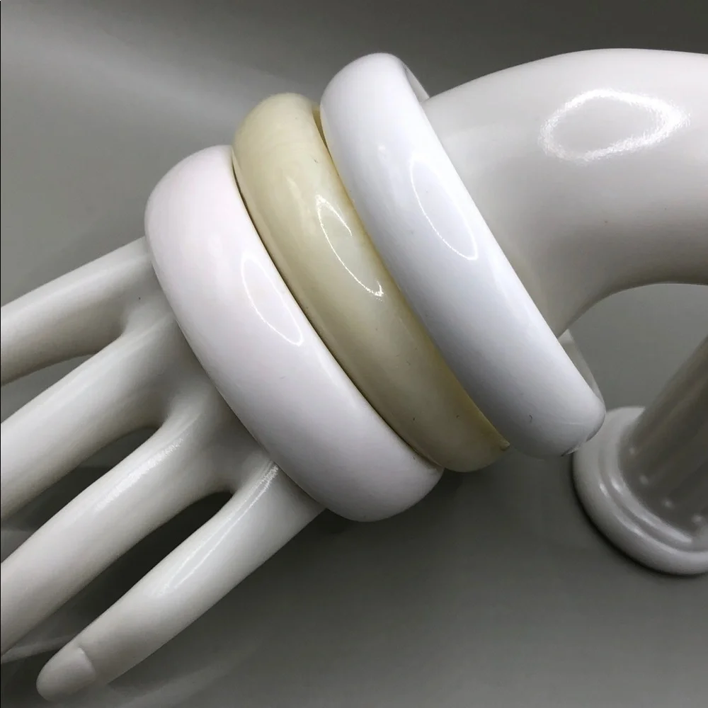 Bundle lot 6 vintage acrylic and more bangle bracelets stack layer layering.